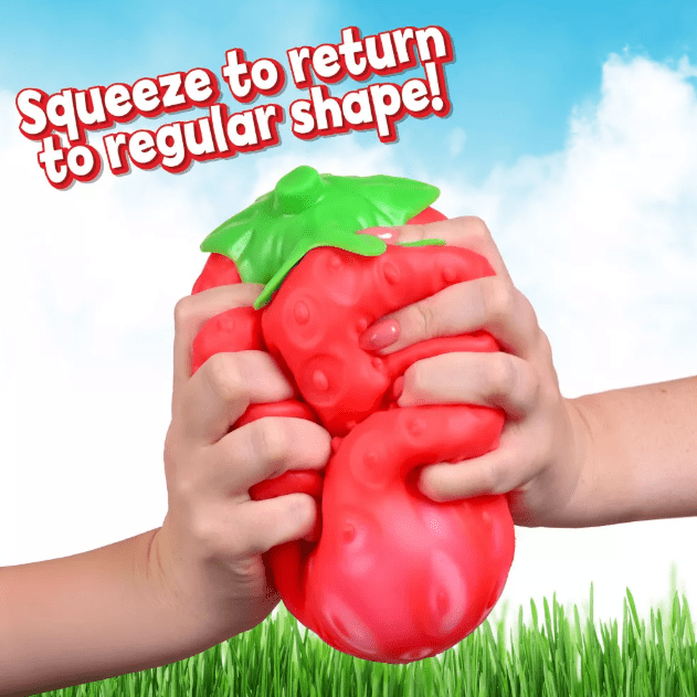 2 PCS Squeezy STRAWBERRY Sensory Toys, Slow Rising Squishy Relief Soft Stress Relief & Fidget Toys, Fruit Toys