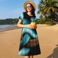 thumbnail image 4 of Lsque Blue Viper Snake Print Women's Casual Dress T-Shirt Summer Short Sleeve Scoop Neck Swing Dresses, 4 of 6