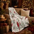 thumbnail image 3 of Cardinal Winter Pine Branch Wildlife Art, Festive Holiday Scene, Warm Flannel Blanket for Cabin and Lodge with Detailed Artwork, Art Lovers Christmas Gift, Festive Home Decor, 3 of 9
