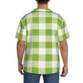 thumbnail image 3 of Uemuo White Green Plaid Pattern Cotton Linen Short Sleeve Shirts,Casual Lightweight Button Down Shirts,Vacation Beach Summer Tops-Small, 3 of 7