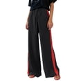 thumbnail image 5 of Wutalume Wide Leg Pants for Women Summer Casual, Flowing Beach Trousers with Elastic Waist for Vacation, Cruise, Holiday,Deep Red L, 5 of 5