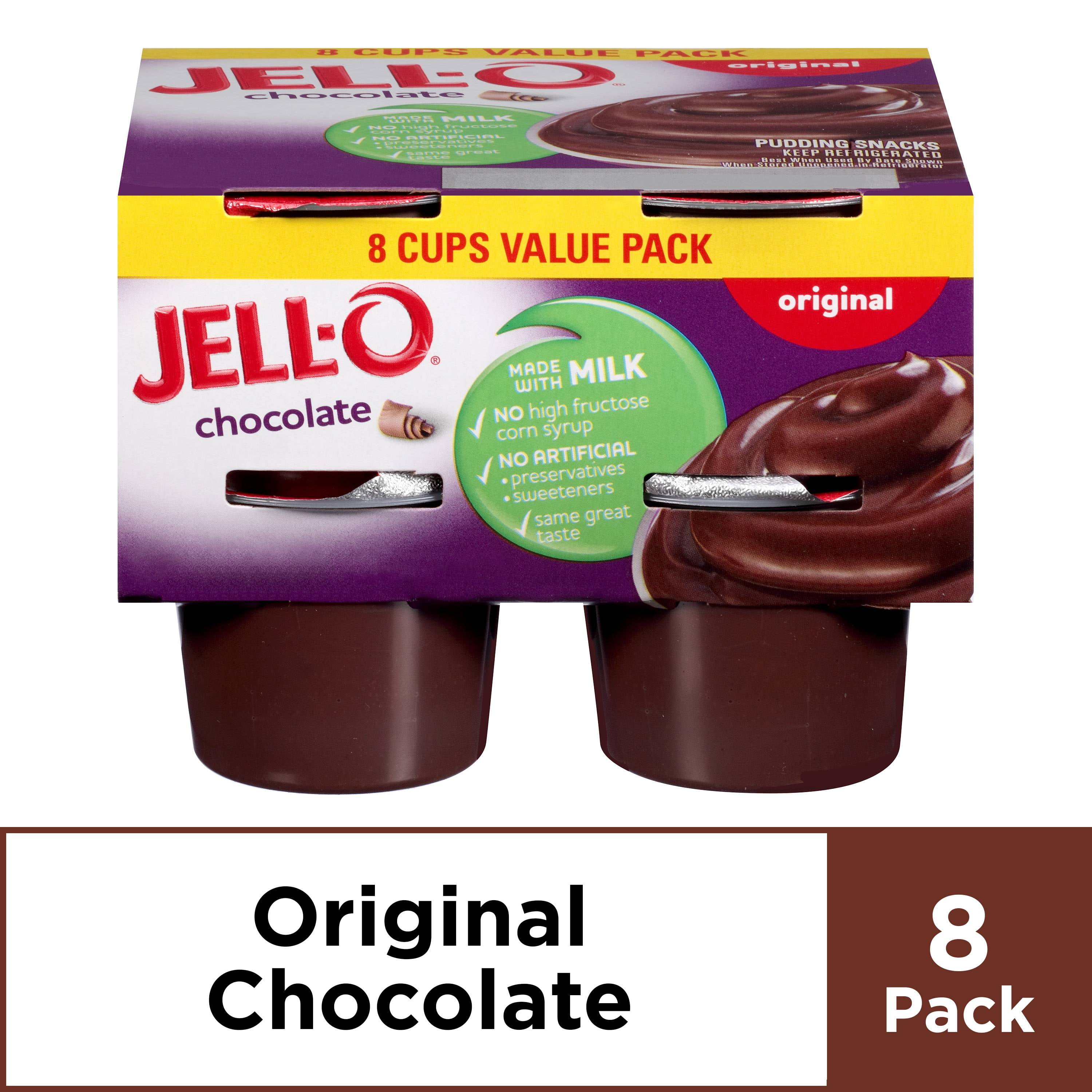 JellO Ready to Eat Chocolate Pudding Cups, 8 ct 31.0 oz Package