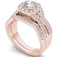 thumbnail image 2 of 1-1/4 Carat T.W. Diamond Criss-Cross Shank Halo 14kt Rose Gold Engagement Ring Set, 2 of 5