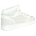 thumbnail image 3 of La Sheelah Flat Women High Top Fashion Sneakers Chelsea Shoes Lace Up Rhinestone Bling Crystals REXX-30 White 6.5, 3 of 3