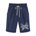 thumbnail image 4 of Pantalones Cortos de Verano para las Mujeres de Cintura Alta Estampado Elástico Cordón de Cintura, Casual Bolsillos Pantalones de Pijama, 4 of 4