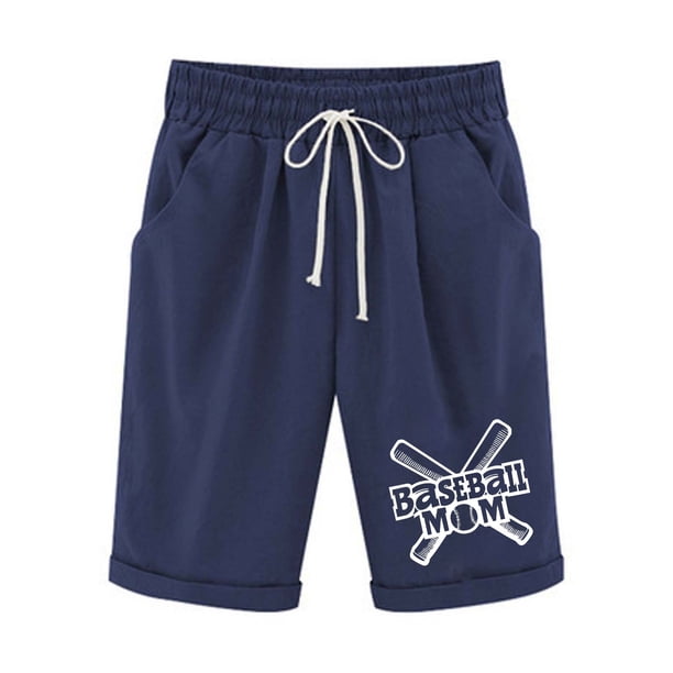 Pantalones Cortos de Verano para las Mujeres de Cintura Alta Estampado Elástico Cordón de Cintura, Casual Bolsillos Pantalones de Pijama