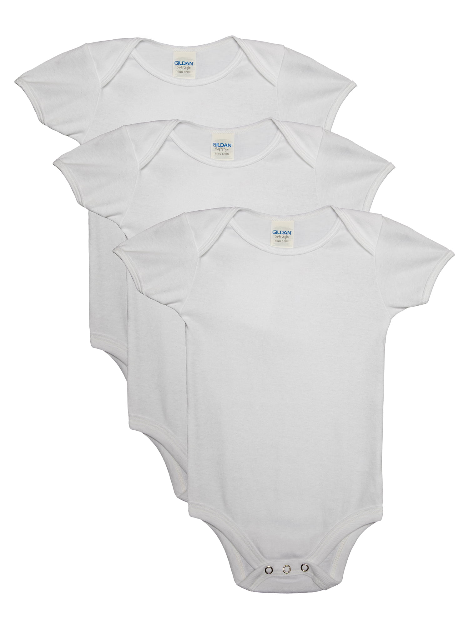 George Tiny Baby White Boy Girl 3 Pack Bodysuit Short Sleeve Sleepsuit Vest