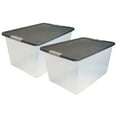 thumbnail image 1 of HOMZ 64-Quart Clear Plastic Stackable Storage Bin with Lid, 2 Pack, Gray, 1 of 8