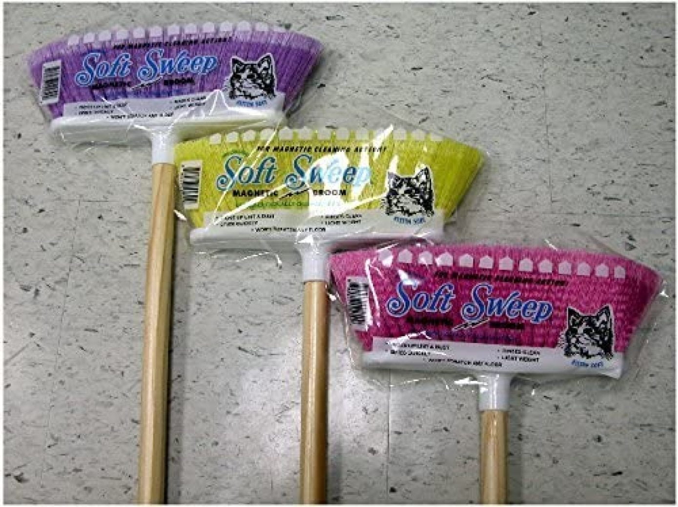 The Original Soft Sweep Action Broom 4 Assorted Color Brooms