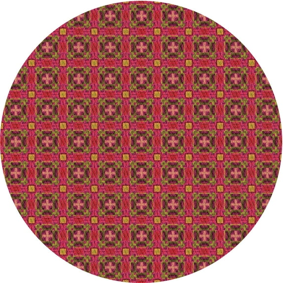 Ahgly Company Machine Washable Indoor Round Transitional Crimson Red Area Rugs, 7' Round