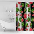 thumbnail image 4 of Extra Long Shower Curtain 72x84 Inch, Red Green Watermelon Shower Curtain Waterproof Bathroom Decor Watercolor Botanical Black White Stripe Fabric Bath Curtain Set Accessories with Hooks, 4 of 6