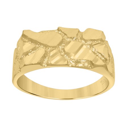 10kt Real Yellow Gold Mens Nugget Fashion Ring