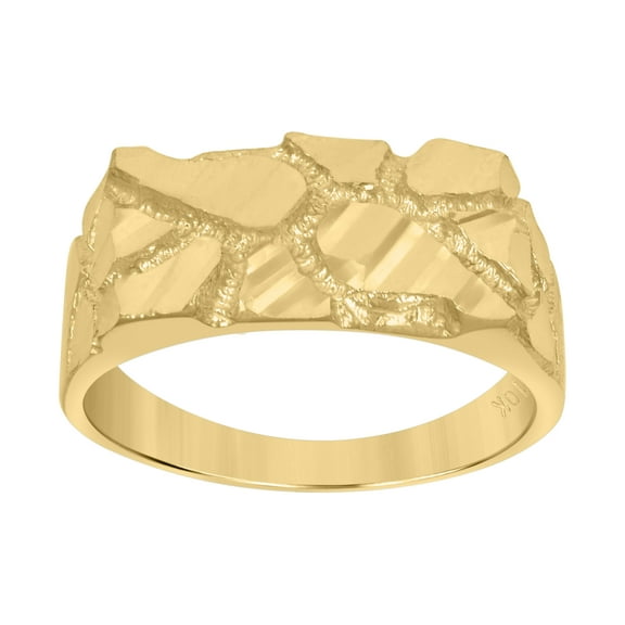 10kt Real Yellow Gold Mens Nugget Fashion Ring