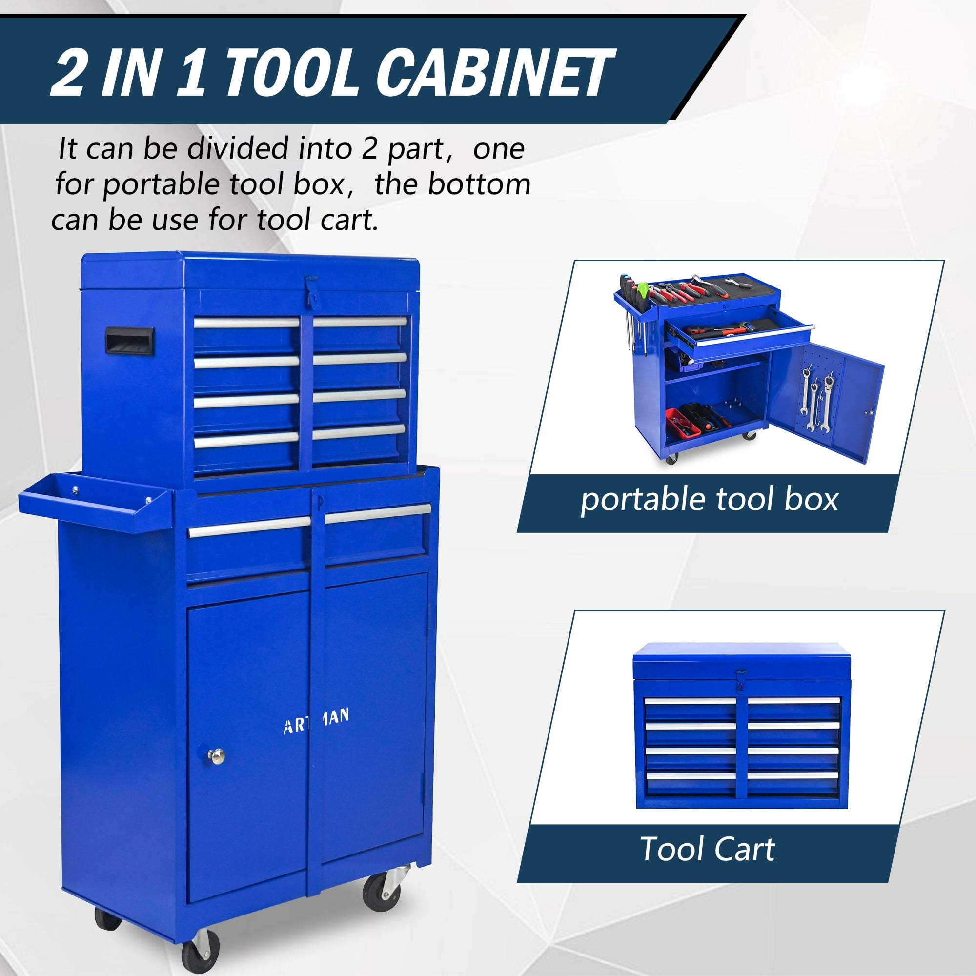 5-Drawer Rolling Tool Cabinet,Tool Chest on Wheels with Keyed Locking System and Drawer Liners,Tool Chest with Link Buckle for Warehouse and Garage