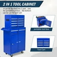 thumbnail image 2 of Tool Box, Seizeen Rolling Tool Chest, Stainless Steel Tool Box with Brake Wheels and 4 Drawers, Detachable Tool Cart, Blue, 2 of 7