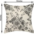thumbnail image 6 of Spring Pillow Covers 18x18 Inch 2 Pcs Black Vintage Floral Decor Throw Pillows Chinoiserie Flower Leaves Plant Seasonal Outdoor Decoration Pillowcase Linen Cushion Cover for Couch Sofa Bed, 6 of 6