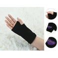 thumbnail image 2 of INSPIRE CHIC Purple Heart Pattern Knitting Mitten Fingerless Gloves Black for Ladies, 2 of 6
