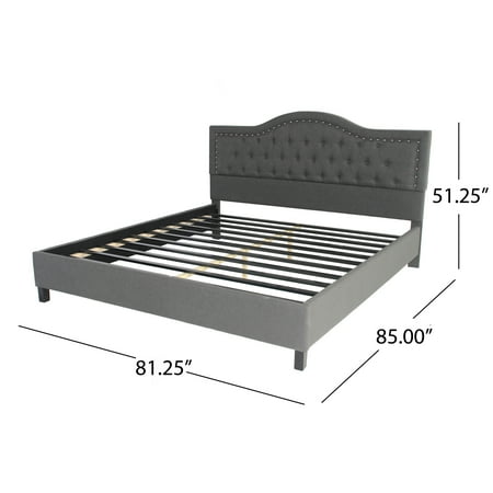 Noble House - Otis Fully Upholstered King Size Bed Frame - Dark Gray