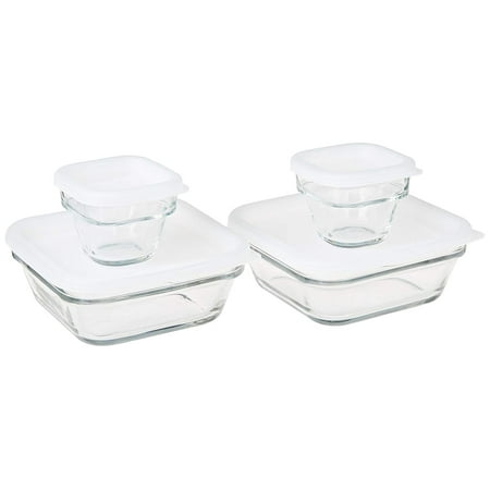 Glass Topper - Made in Mexico Lonchera Recipientes Comida Contenedores Topper Emboitable Nestable Store 'N Save Glass Food Lunch Storage Bowl 8-pc Set With Top