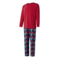 thumbnail image 3 of Family Matching Christmas Pajamas Set Solid Color Long Sleeve Tops Plaid Pants for Adult Kids Baby Dog Sleepwear, 3 of 10