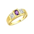 thumbnail image 6 of RYLOS Men's Rings Yellow Gold Plated Silver Classic 6X4MM Oval Gemstone & Diamond Ring Amethyst February Birthstone Rings For Men, Silver Rings, Size 13, 6 of 7