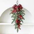thumbnail image 3 of 2 Pcs Christmas Swags Christmas Teardrop Swag Winter Swag Teardrop Ornament Xmas Swag Wreath Decorative Props Pendant Wall Hanging with Frosted Pine Red Berries Red Bow for Front Door Decor, 3 of 7