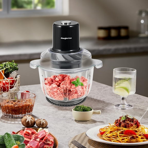 Kitchen Hand Blender Small Meat Grinder Electric Vegetable Chopper Five Speed Intelligent Regulation with 2 Bi-Level Blades for Meat Fish Vegetable  Food