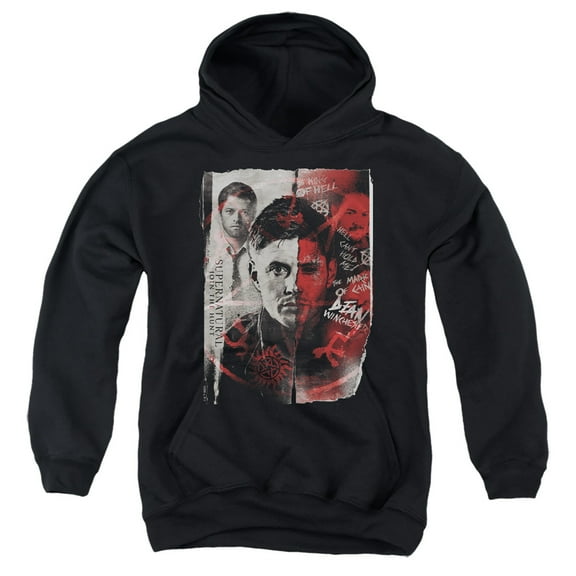 Supernatural Dean Winchester Demon Youth Kids Boy/Girls Pull-Over Hoodie, Black, Medium