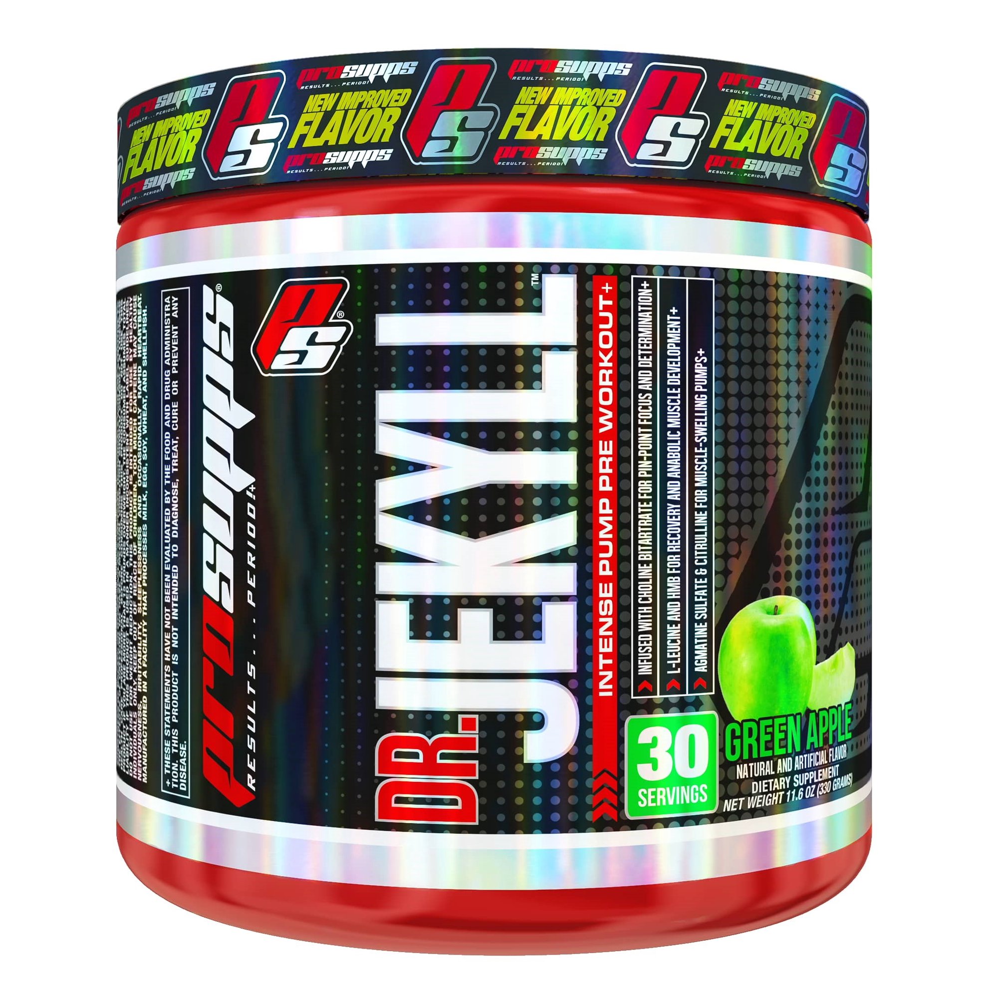 Pro Supps Dr. Jekyll Intense Pump Pre Workout Powder, Green Apple, 30 Servings