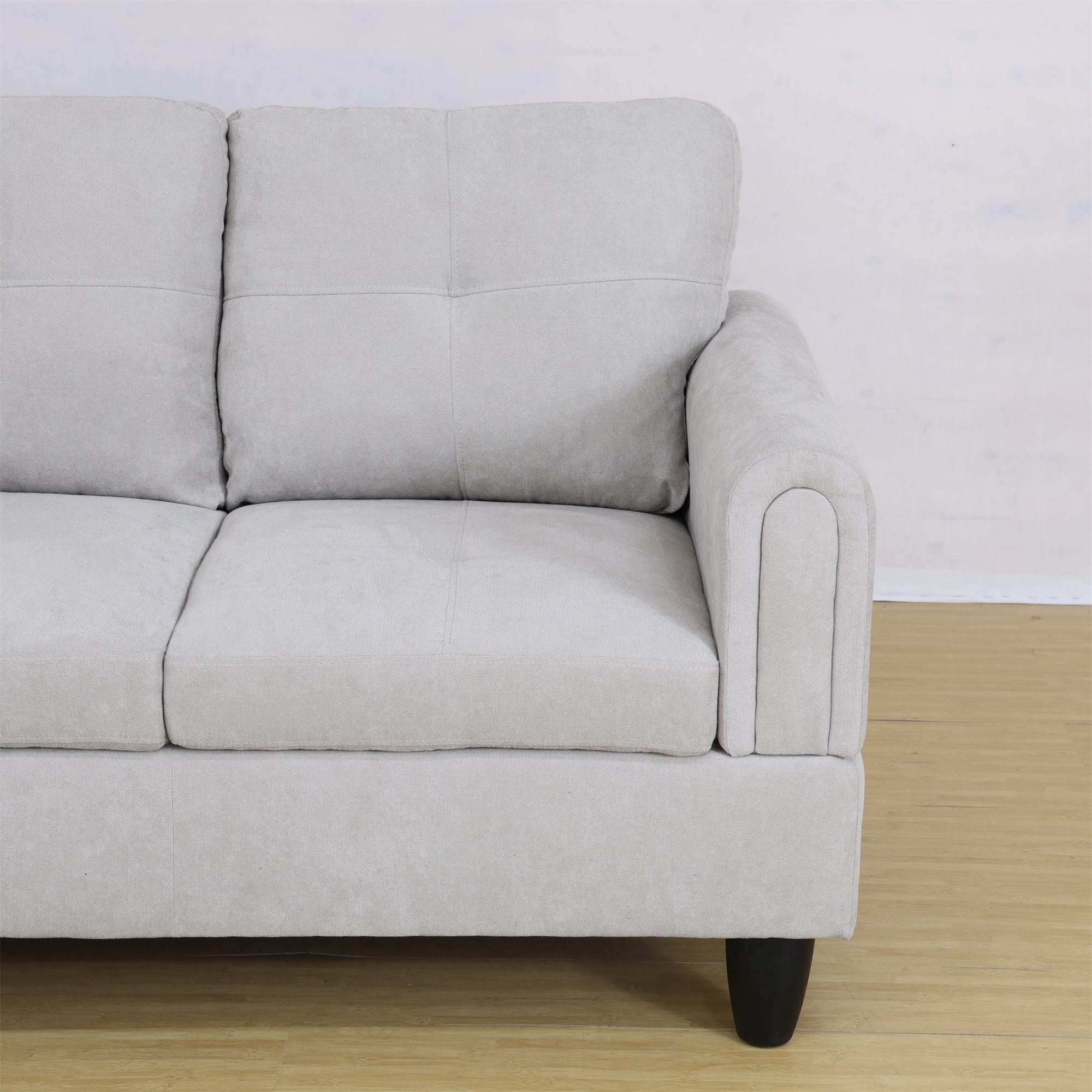 Aukfa Sectional Sofa, Living Room Couch with Storage Ottoman, Right Facing Chaise, Flannel, Gray
