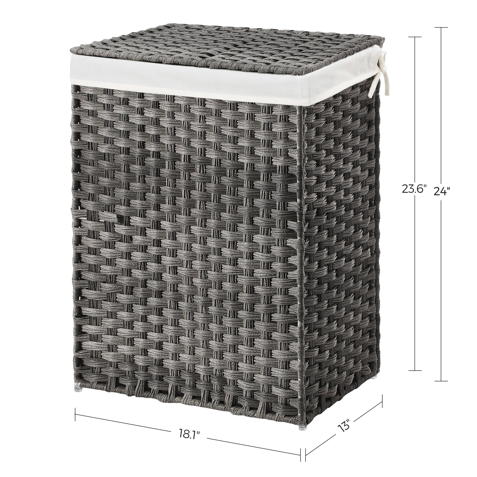 SONGMICS Laundry Hamper 23.8 Gal (90L) Clothes Laundry Basket with Lid and Handles Foldable Removable Liner Bag Gray