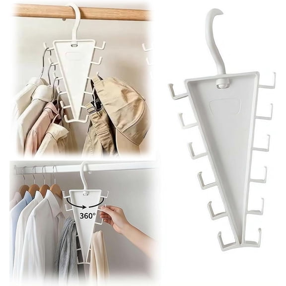 12 Hooks Space Saving Closet Hanger Organizer, V-Shape Multi Hook Clothes Hanger for Hats Belts Scarves and Accessories, Wardrobe Storage Saver for Bedroom Dorm Essential Apartment Decor (2pcs)