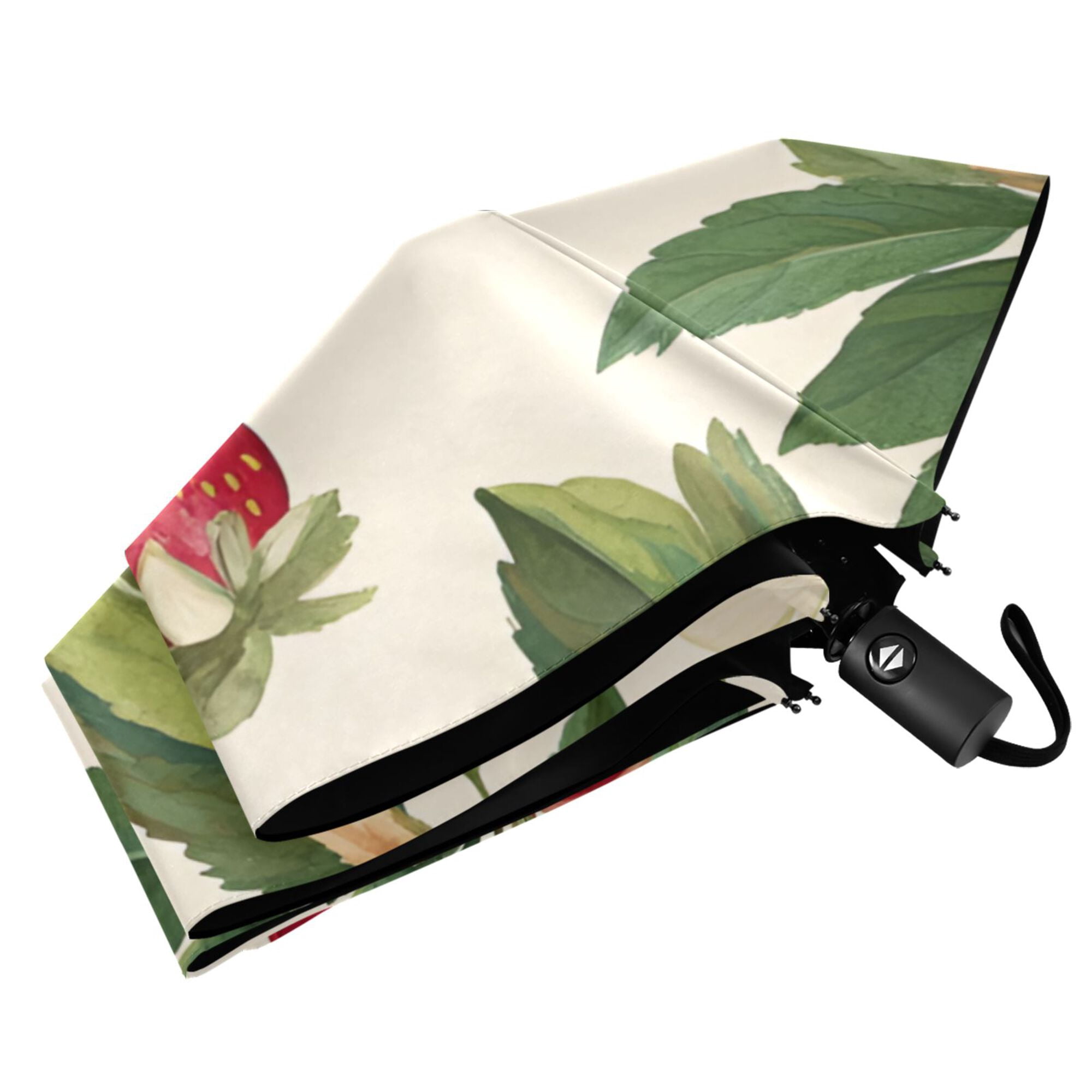 FORMRS Travel Umbrella Folding Auto Open Close Windproof Rain UV Protection, Apple Leaves Pattern