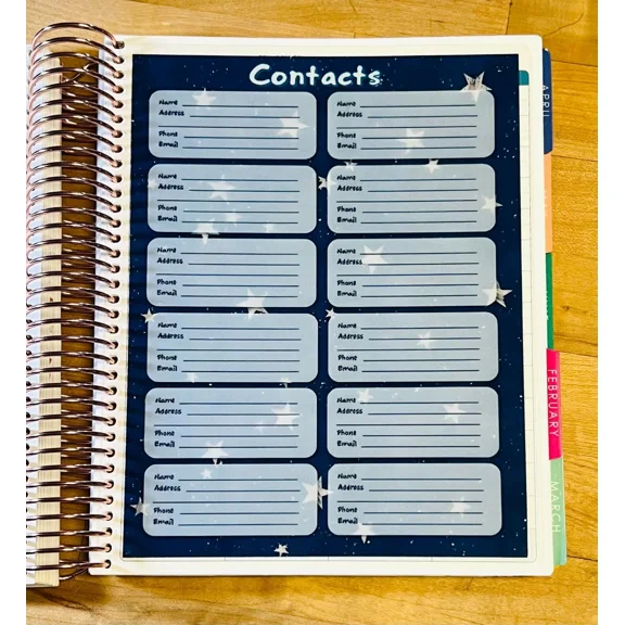 Contacts Addresses Two Sided Dashboard 4 Use W Erin Condren Planner-