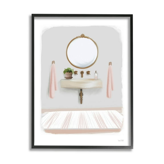 Stupell Industries Cozy Bathroom Sink Scene Graphic Art Black Framed Art Print Wall Art, Design by House Fenway
