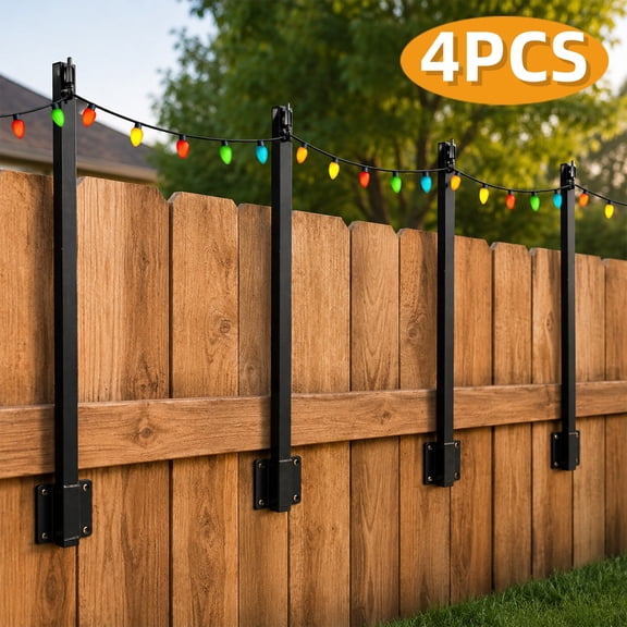 Light Poles for Outside Lights Outdoor Light Stand   Bistro Garden Backyard Suspension Hanging Light Post Mounting Stand for Patio Fence Wall Deck 4 Packs