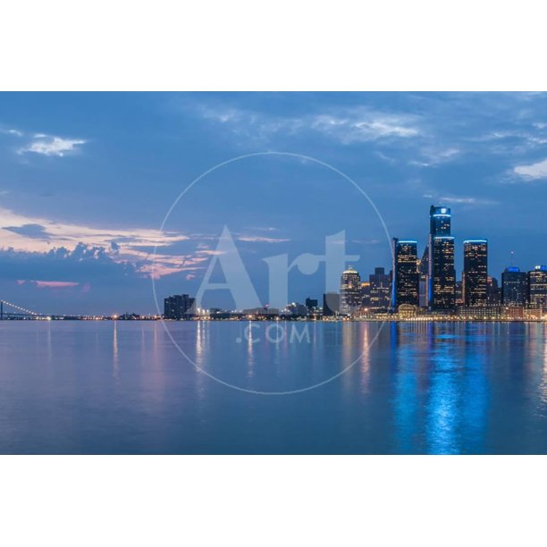 Detroit City Skyline Print Wall Art By Ncortez Walmart Com Walmart Com