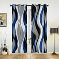 thumbnail image 2 of 2 Panels Geometry Abstract Line Blue Black Curtains for Bedroom Living Room Drapes Kitchen Kid's Room Window Curtain Modern Home Decor, 2 of 7