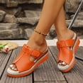 thumbnail image 6 of Wensltd Women Wide Width Sandals Wedge Solid Color Summer Sandals Comfortable Wedge Heel Casual Outdoor Walking Shoes, 6 of 9