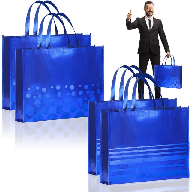 Set de Bolsas de Regalo PerKoop 40x50x13 cm Rayas Jumbo Azules 4 Pzs