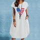 thumbnail image 2 of Vestido suelto informal de manga corta con bolsillo y cuello redondo con estampado del Día de la Independencia de algodón y lino de verano para mujer Fridja  qw4367, 2 of 4