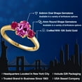 thumbnail image 2 of Gem Stone King 10K Yellow Gold Pink Created Sapphire and Red Created Ruby Engagement Ring for Women | 2.15 Cttw | Oval 8X6MM | Gemstone September Birthstone | Size 5, 2 of 6