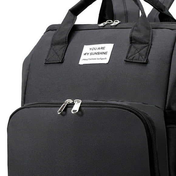 Bolsa de pañales para bebé, gran capacidad, portátil, multifuncional, transpirable, plegable, mochila para pañales, color negro
