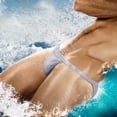 thumbnail image 2 of PEASKJP Mens Bikini Swimwear Solid Swimming Briefs Low Waist Drawstring,Gray M, 2 of 4