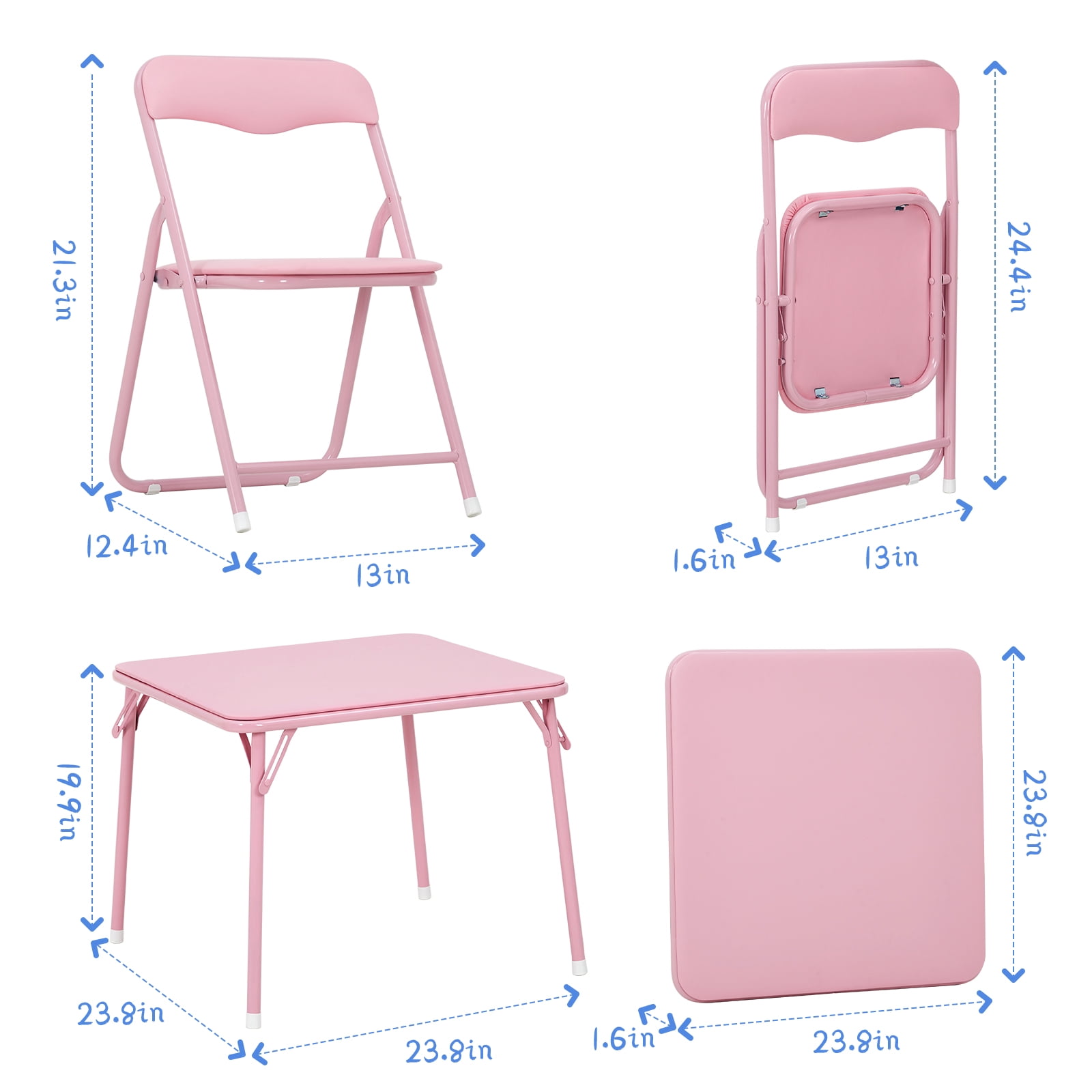 Garvee 5-Piece Folding Card Table and Chair Set - Upholstered Kids Activity Set with Portable Metal Frame, Ideal for Eating, Reading & Playing
