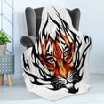 thumbnail image 4 of Tattoo Soft Flannel Fleece Blanket, Jungle Prince Tigers Head in Black Frame Looking with Cat Eyes Hunting Print, Cozy Plush for Indoor and Outdoor Use, 70" x 90", Orange and Black, by Ambesonne, 4 of 5