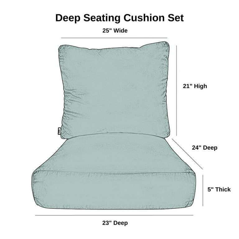 Deep Seating Pillow Back Chair Cushion Set, 23 x 24 x 5 Seat