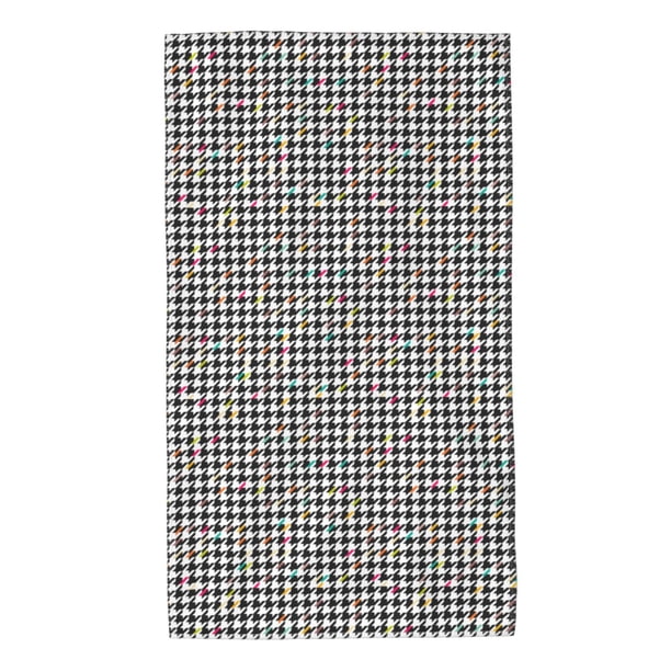 Fotbe Black And White Houndstooth Toalla Premium con Patrón, Toalla de Microfibra de Secado Rápido, Ligera y Altamente Absorbente (27.5x16in), Ideal para Uso Diario