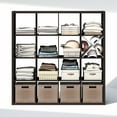 thumbnail image 4 of Furinno CUBIC 16-Cube Open Shelf Extra Thick Frame Black Dark Oak, 4 of 6