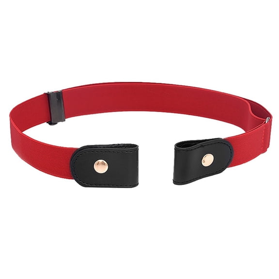 Womens Mens Belt No Elastic Buckle Belts Comfortable Invisible Belts for Jeans Pants Red